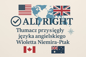 witryna, All Right. Tłumacz przysięgły języka angielskiego. Niemira-Ptak W., Białystok