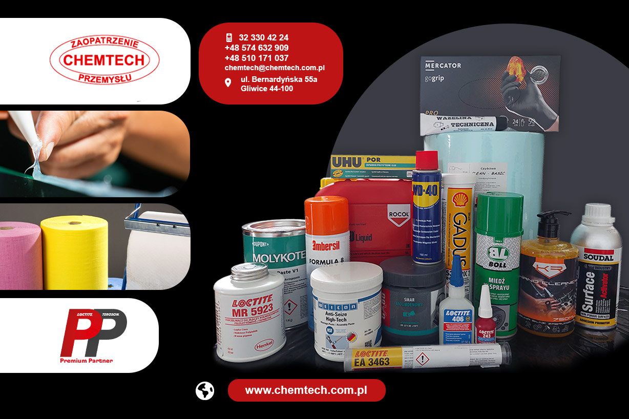 Chemtech - dystrybucja produktów chemicznych dla przemysłu, Chemtech Zaopatrzenie przemysłu Premium Partner Dystrybutor Loctite i Teroson, Gliwice