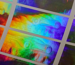 Naklejki holograficzne z wyciętym logo Care Studio – efekt tęczy., Vip Drukarnia Cyfrowa Marek Małysz, Ustroń