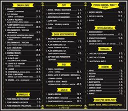 Menu, Bistro Nabogato Grażyna Piotrowicz, Kielce