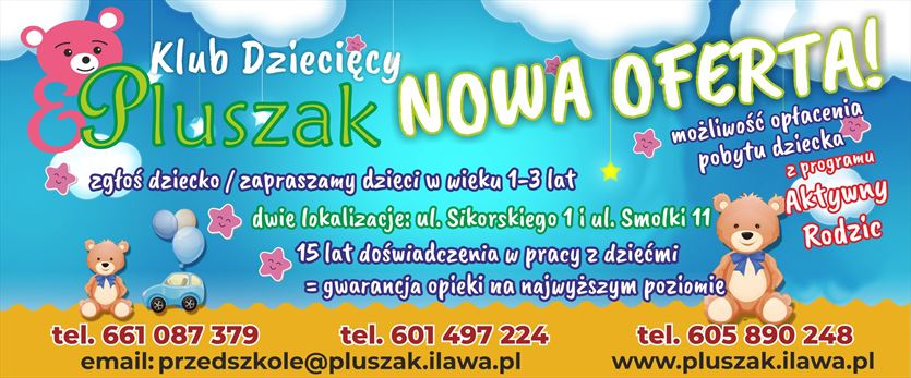 Opieka dla dzieci w wieku 1-3 lata, Klub dziecięcy Pluszak, Iława