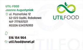 wizytówka firmowa, Util-Food Utylizacja produktów pochodzenia zwierzęcego, Robakowo
