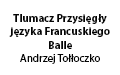 Tłumacz Przysięgły języka Francuskiego - Andrzej Tołłoczko, Warszawa