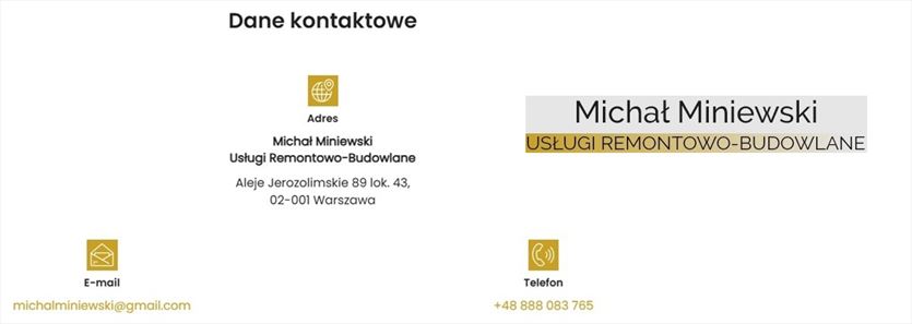 Usługi remontowo-budowlane, Usługi remontowo-budowlane Michał Miniewski, Warszawa
