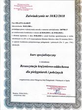 certyfikat, MediNurse Indywidualna Specjalistyczna Praktyka Pielęgniarska Jolanta Karoń, Nasiedle