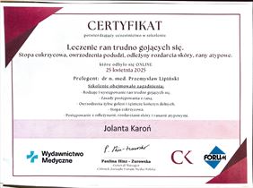 certyfikat, MediNurse Indywidualna Specjalistyczna Praktyka Pielęgniarska Jolanta Karoń, Nasiedle